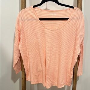 Lands' End Orange and White Blouse